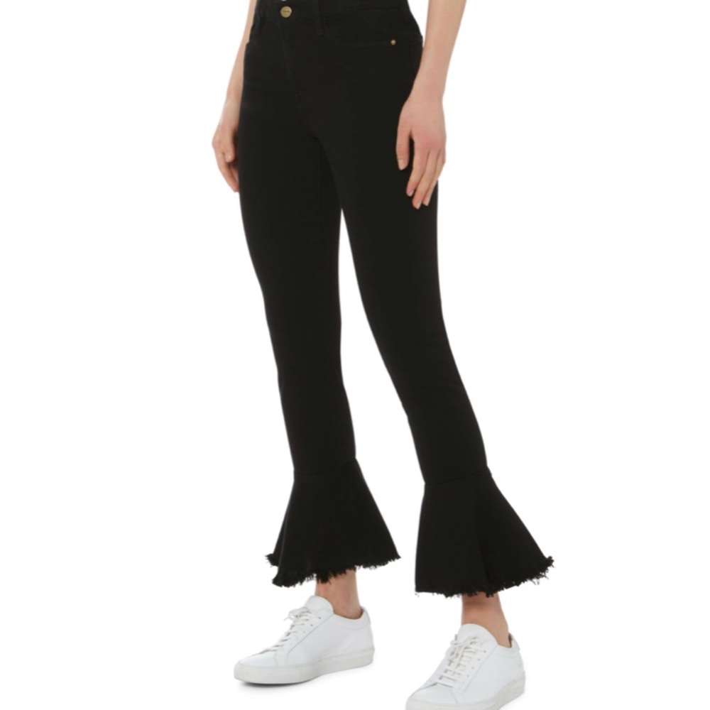 FRAME Le High Skinny Flounce Jeans Film Noir